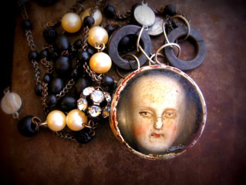 found art resin necklace etsy